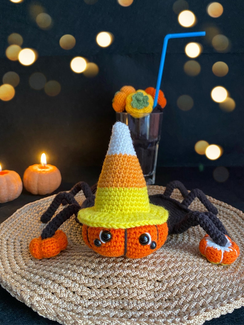 Spider Pumpkin Coaster crochet pattern listing photo by YanaToysPattern