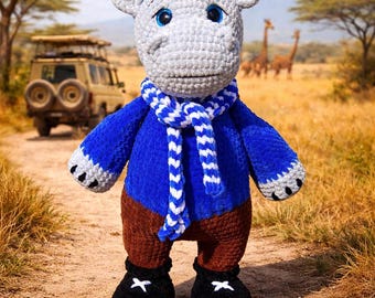 Giant Hippo Crochet Pattern: Amigurumi Stuffed Animal Tutorial (PDF)