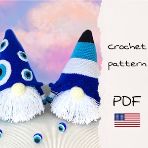 Crochet pattern Evil eye protection Gnomes, Amigurumi gnomes crochet pattern