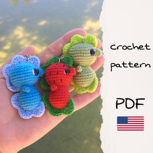 Crochet pattern Seahorse amigurumi, sea animals crochet pattern, Seahorse keychain crochet pattern