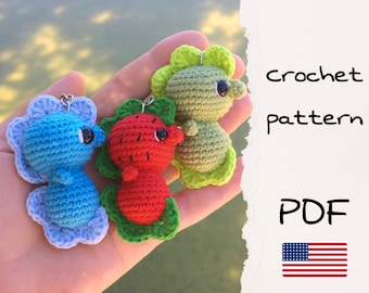 Crochet pattern Seahorse amigurumi, sea animals crochet pattern, Seahorse keychain crochet pattern