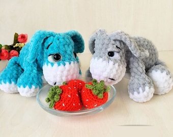 Crochet Plush Donkey & Strawberry Pattern: Amigurumi Farm Animal (PDF Pattern)