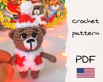 Christmas bear crochet pattern, amigurumi Christmas pattern, Christmas decor, Christmas bear tutorial, cute Christmas gift, amigurumi