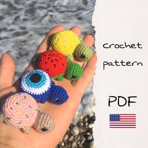 Amigurumi Mini Schildkröte Häkelanleitung: Meerestier Schlüsselanhänger (PDF-Muster)