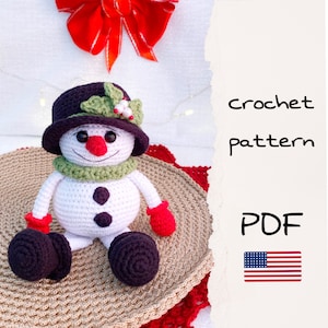 Snowman amigurumi crochet pattern, Christmas toy crochet pattern, Christmas crochet decorations