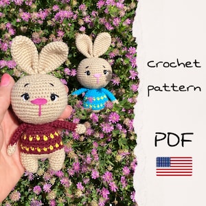 Crochet Bunny Pattern: Amigurumi Toy in Sweater (PDF Pattern)