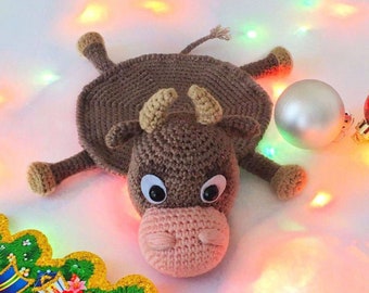 Cow cup coaster crochet pattern, amigurumi animal pattern