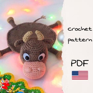 Cow cup coaster crochet pattern, amigurumi animal pattern