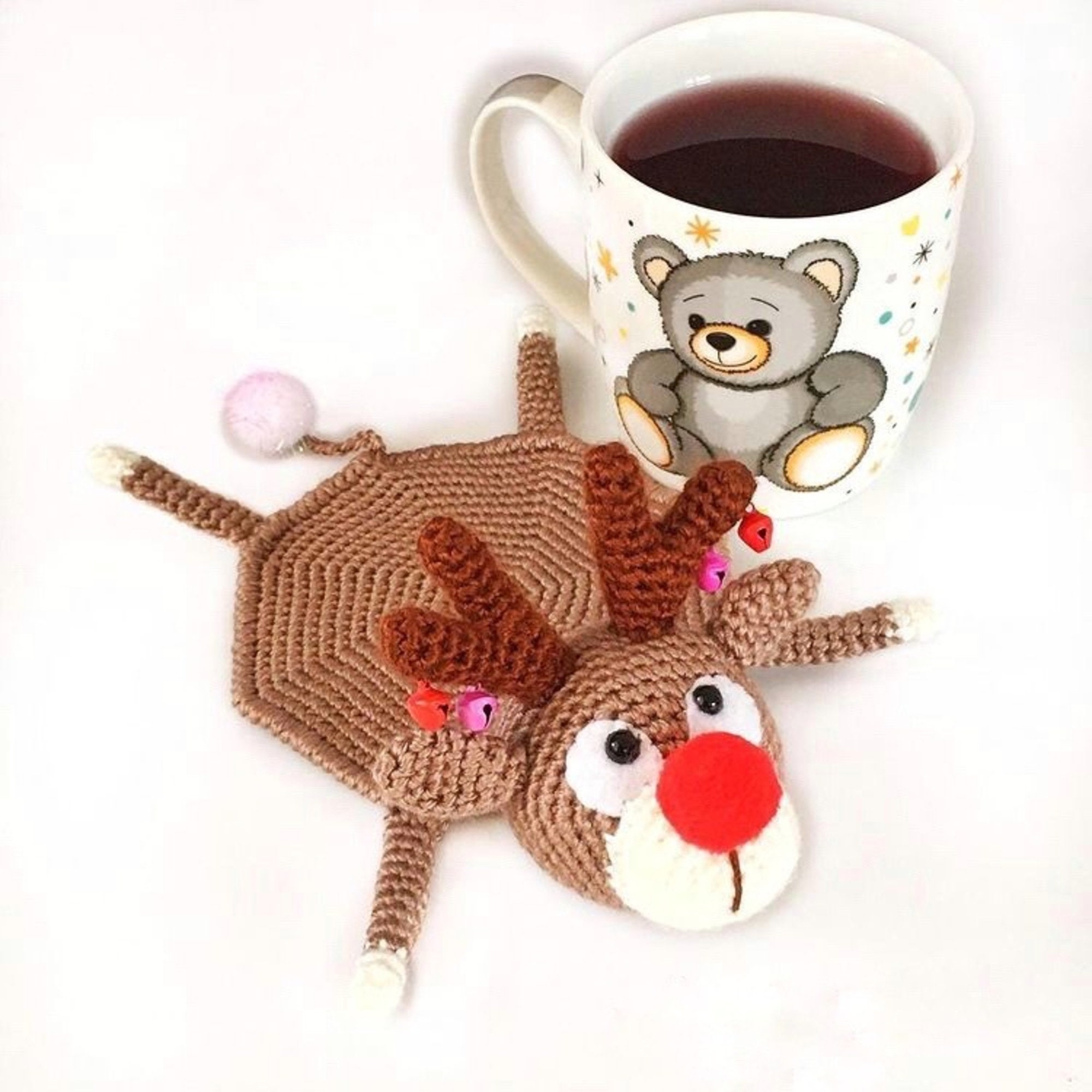 40 Reindeer Crochet Patterns: Add Homemade Warmth to Your Holiday Decor 24 Christmas Crochet Pattern Reindeer Coaster