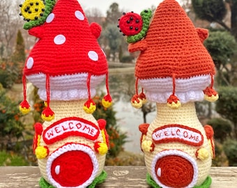 Mushroom House Amigurumi Crochet Pattern: Amanita Home Decor (PDF)