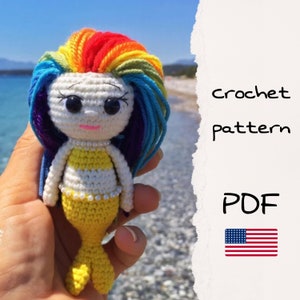 Crochet pattern Rainbow Mermaid, Do not have sewn parts