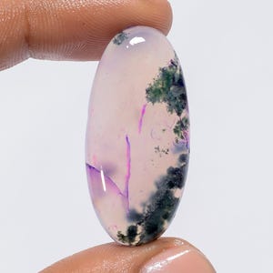 Pink Moss Agate Tempting Loose Gemstone Oval Shape Cabochon For Making Jewelry 30 Ct. 34X15X4 mm AK-7634