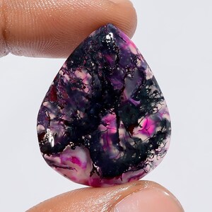 Pink Moss Agate Attractive Loose Gemstone Pear Shape Cabochon For Making Jewelry 27 Ct. 28X23X4 mm AK-7614