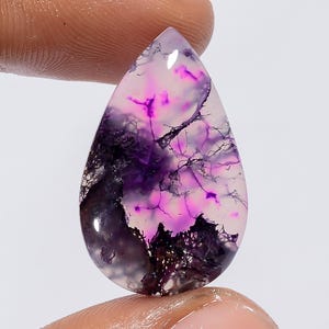 Pink Moss Agate Stunning Loose Gemstone Pear Shape Cabochon For Making Jewelry 15.5 Ct. 24X15X4 mm AK-7632