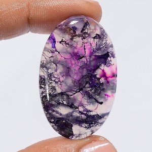 Pink Moss Agate Fantastic Loose Gemstone Oval Shape Cabochon For Making Jewelry 44.5 Ct. 38X24X4 mm AK-7623