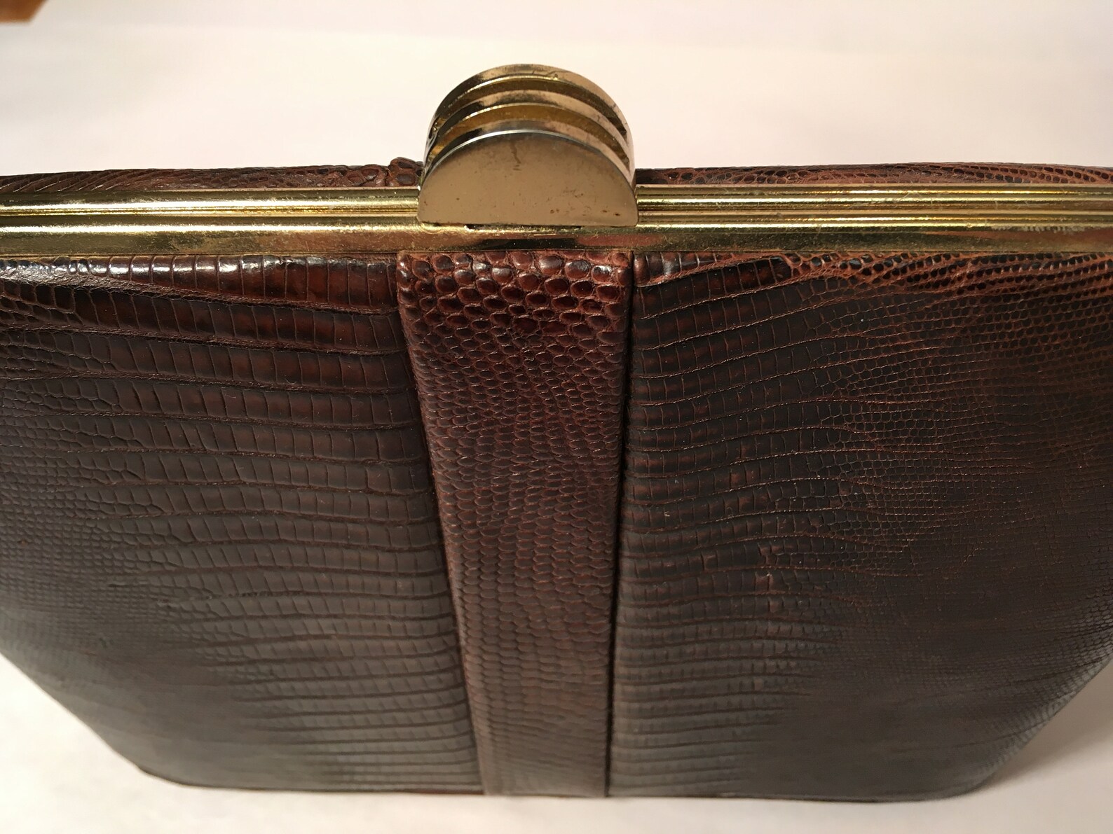 Genuine Lizard Purse With MCM Brass Clasp and Frame, 1950's Great ...