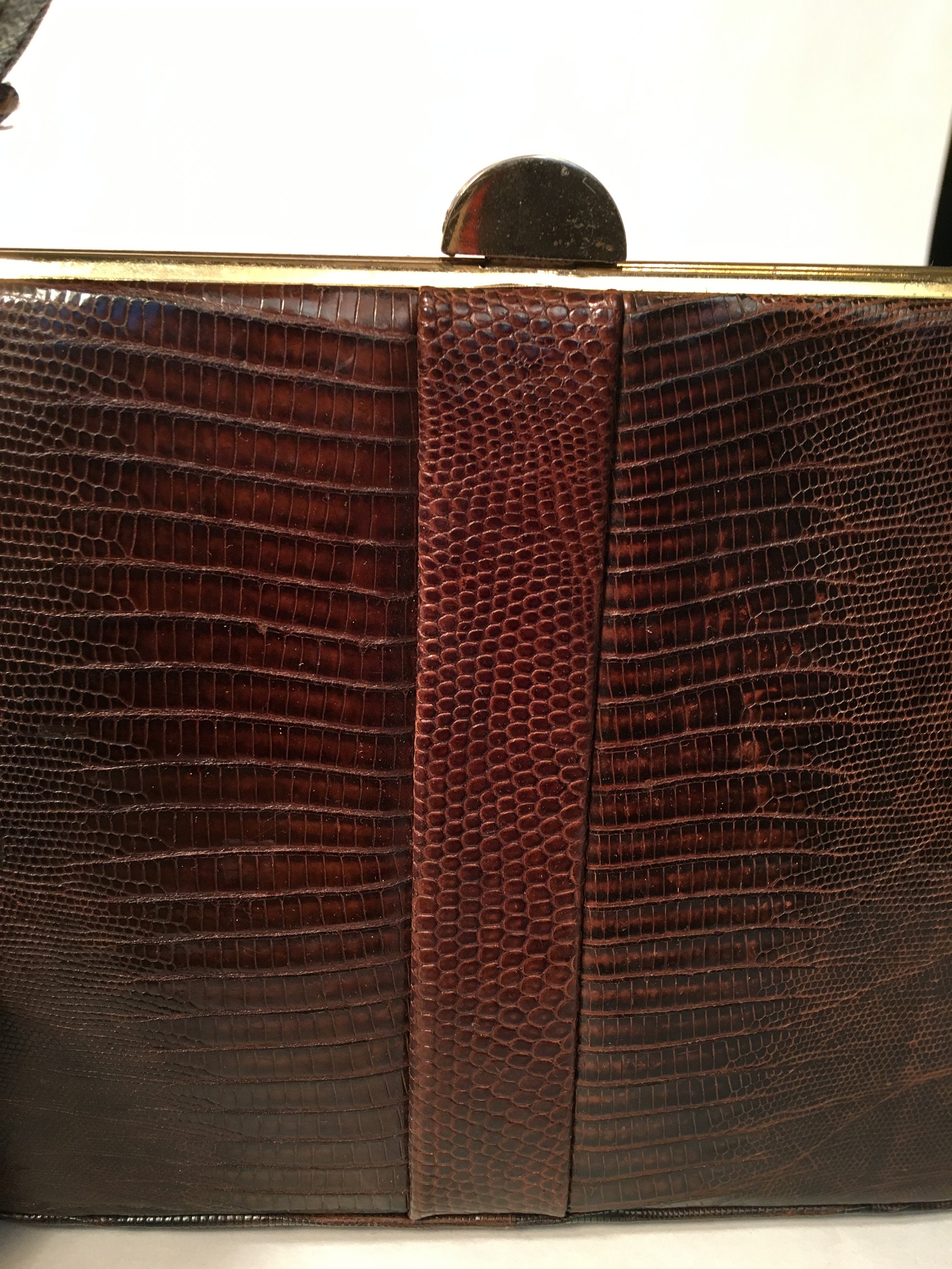 Genuine Lizard Purse With MCM Brass Clasp and Frame, 1950's Great ...