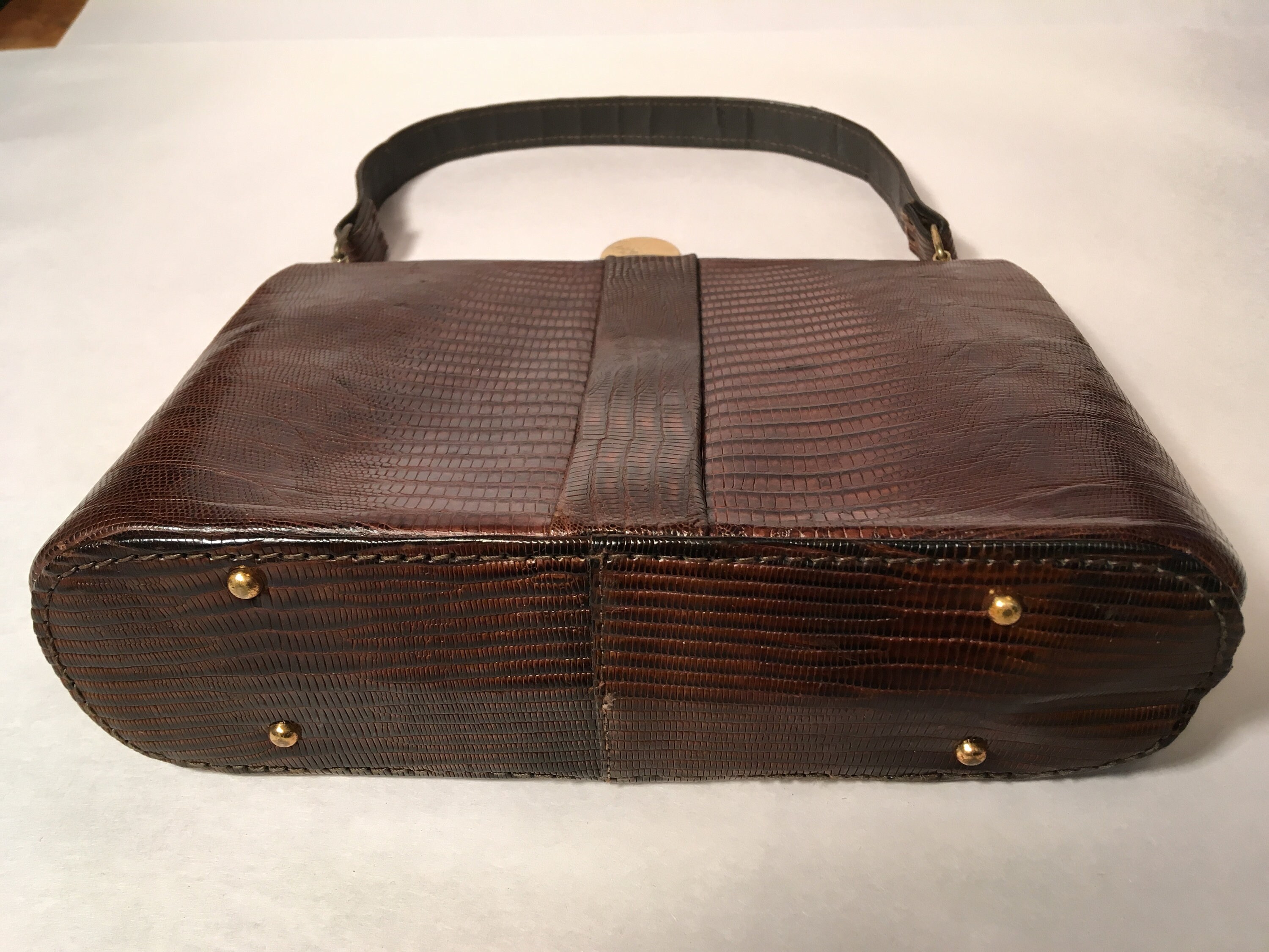Genuine Lizard Purse With MCM Brass Clasp and Frame, 1950's Great ...