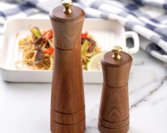 Fabriqué à la main Moderne et simple, moulin à poivre en bois, salière et poivrière-Meuleuse en bois massif Outils de cuisine