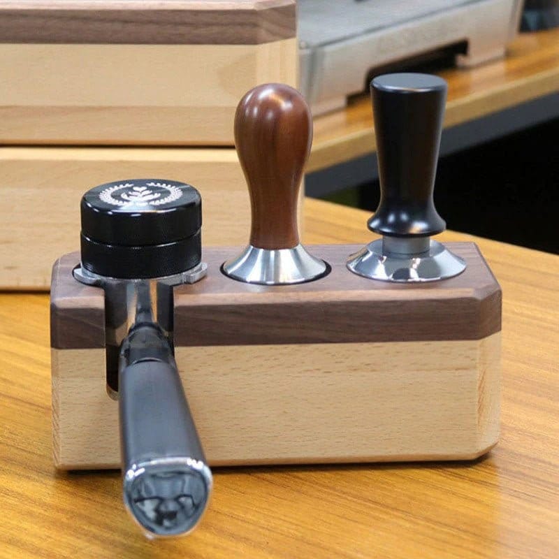 A tamping station and organizer for our espresso machine accessories.  Simple little 1-day project, and the layered design makes it good for using  up scrap and offcuts. : r/woodworking