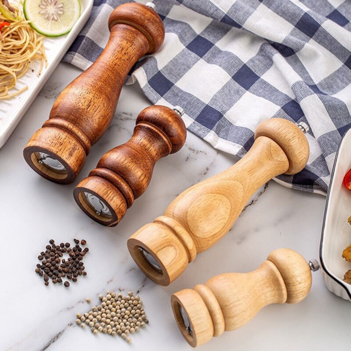Wood Pepper Mill ,5inch 8 Inch Manual Pepper Grinder Salt and Pepper