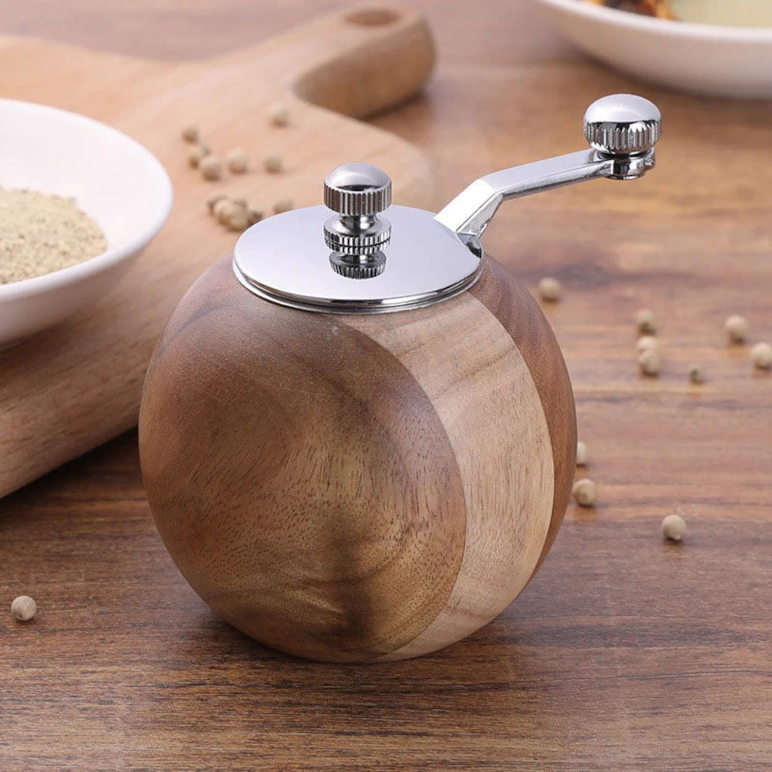 Wooden Round Salt and Pepper Grinders Suitable for HomePepper Etsy