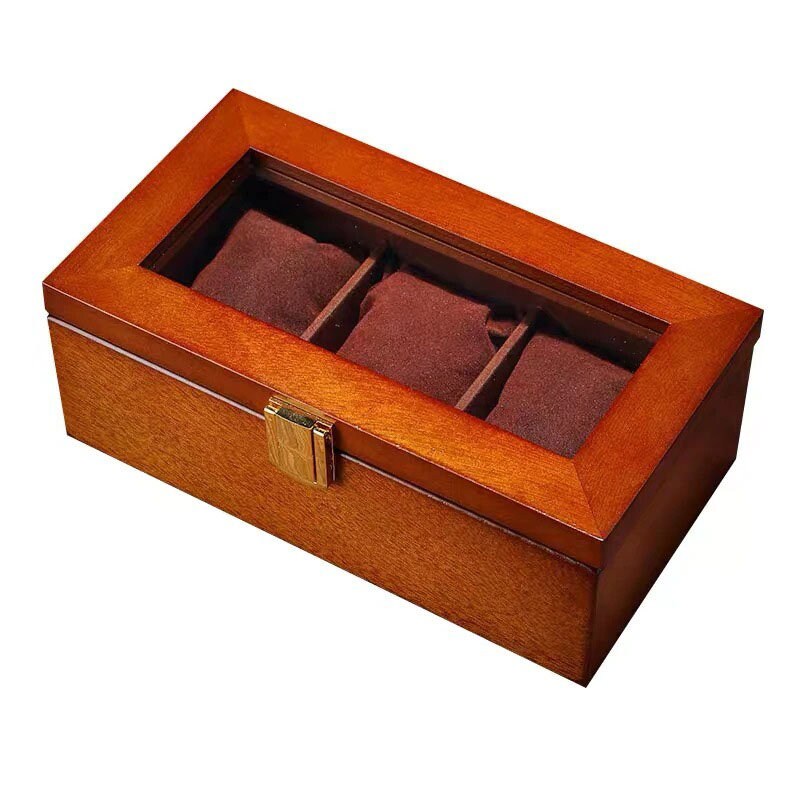 New Fashion 3 Slots Wood Watch Box,display Boxes,unique Brown Watch Wooden Case ,watch Storage