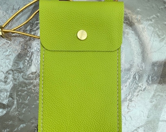 Mobile phone shoulder bag made of smooth leather with extra compartment