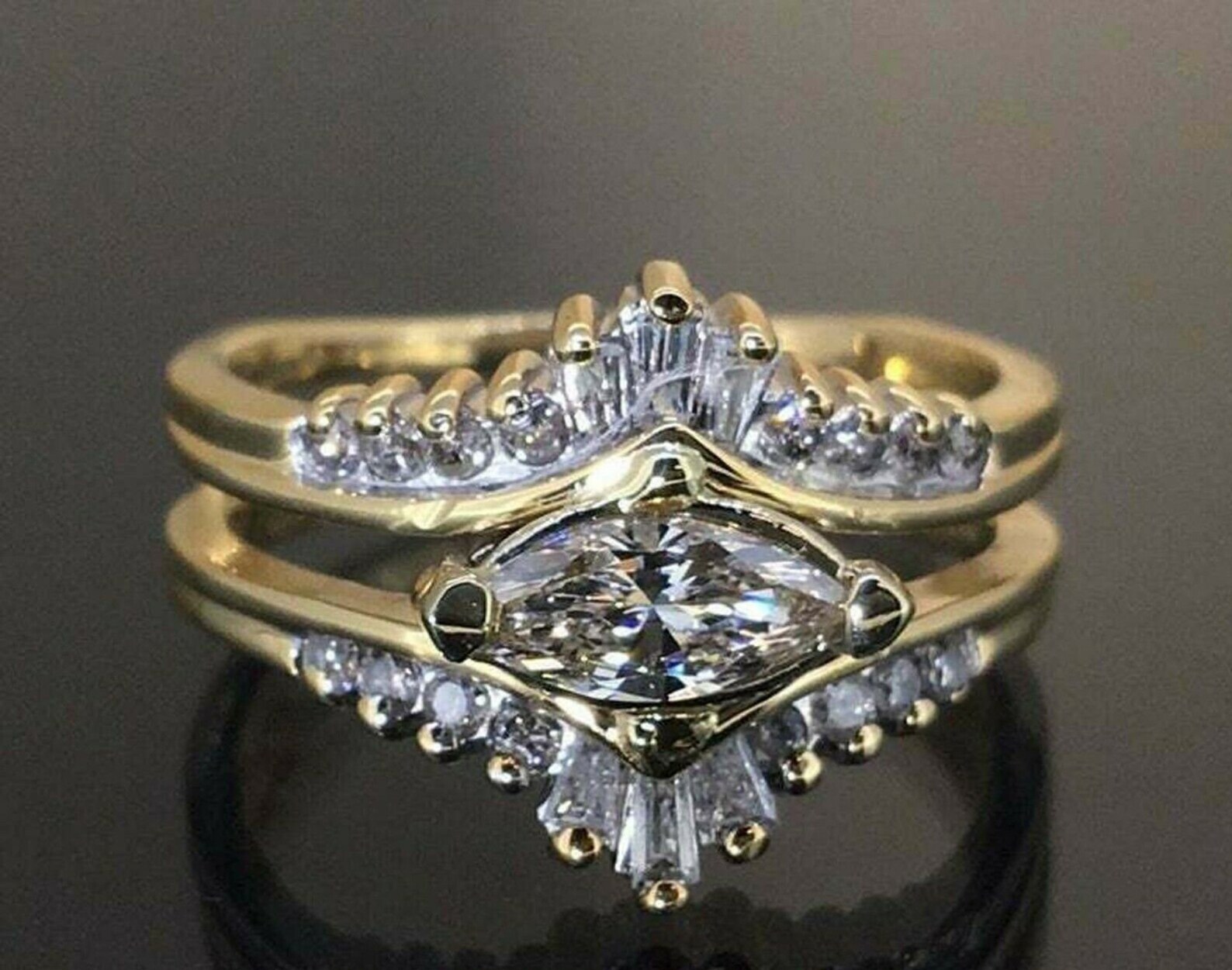1.20 Ct Marquise Cut Diamond Enhancer Wedding Wrap Ring 14K Etsy