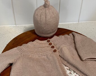 Knitting Pattern Garter Stripe Cardigan Set PDF Instant Digital Download Size Newborn to 3 months Only 4ply