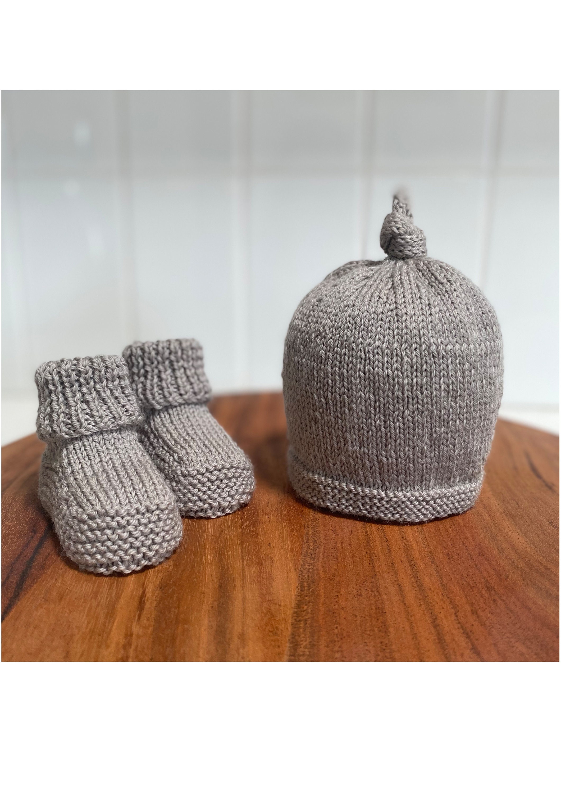 Knitting Pattern Baby Top Knot Beanie and Bootie Set PDF Etsy UK