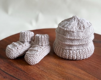 Knitting Pattern 4ply Prem Size Beanie and Bootie Set PDF Instant Digital Download
