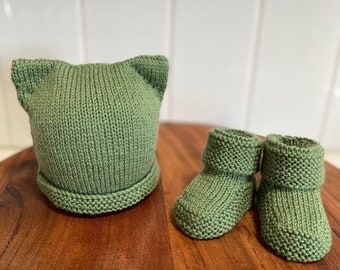 Strickanleitung Baby Strickmütze Set für Neugeborene bis 3 Monate, Strickanleitung 4fädig