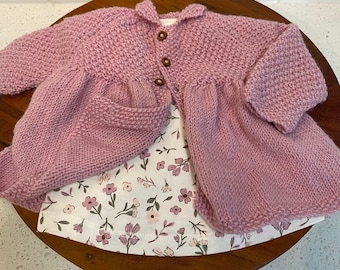 Knitting Pattern Moss Stitch Coat PDF Instant Digital Download Newborn to 6 months 4ply