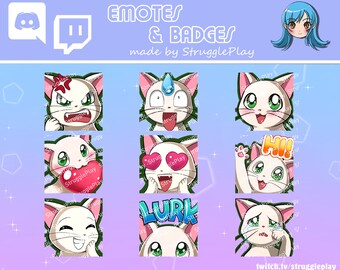 Cute White Cat Emotes Pack