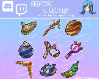 Retro Fantasy Item Sub Badges Pack "Child" | Nostalgic Video Game Adventure Weapons Bit Rewards | Randomizer Speedrun Chat Graphics Twitch