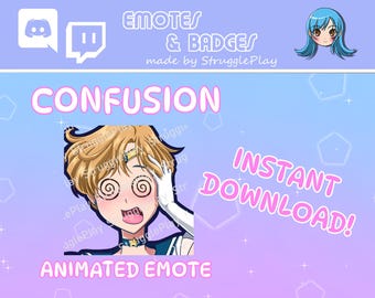 Animated Cute Magical Girl Twitch Emote | Confused Short Blonde Hair Warrior Princess GIF Stream Asset | Cosmic Yellow Discord Chat Stickers