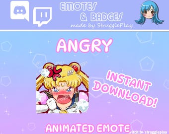 Animated Cute Angry Blonde Princess Twitch Emote | Mad Odango Magical Girl GIF Stream Asset | Cosmic Pink Chibi Discord Sticker Chat Badge