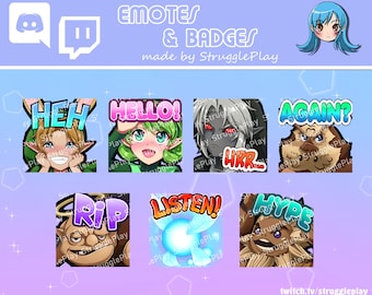 Cute Fantasy Hero Text Emotes Pack | Kingdom Adventure Words Twitch Emote Set | Hello Listen Rip Chat Banner Discord Stickers OBS Theme