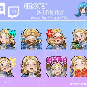 The Legend of Zelda - Tears of the Kingdom I Princess Zelda Emote Set I TLoZ TotK I Twitch