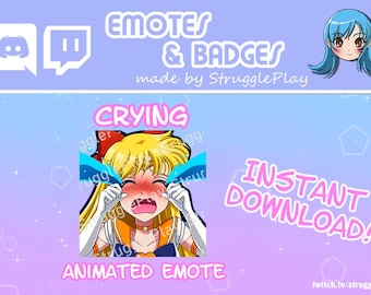 Animated Cute Magical Girl Twitch Emote | Crying Blonde Hair Warrior Love Princess GIF Stream Asset | Cosmic Chibi Discord Sticker Chat