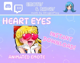 Animated Cute Heart Eyes Blonde Hair Twitch Emote | Love Magical Girl GIF Stream Asset | Cosmic Orange Chibi Discord Sticker Chat Badge