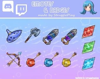 Retro Fantasy Item Emotes Pack "Adult" | Nostalgic Video Game Adventure Weapons Chat Stickers | Randomizer Speedrun Twitch Discord