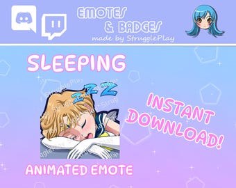 Animated Cute Sleeping Short Blonde Hair Twitch Emote | Tired Magical Girl GIF Stream Asset | Cosmic Yellow Chibi Discord Sticker Chat Badge