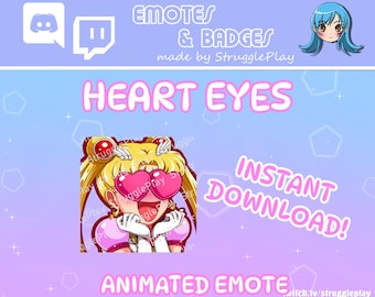 Animated Cute Heart Eyes Blonde Princess Twitch Emote | Love Odango Magical Girl GIF Stream Asset | Cosmic Chibi Discord Sticker Chat Badge