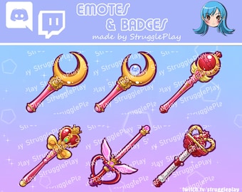 Cute Magical Girl Wand Twitch Emotes Pack