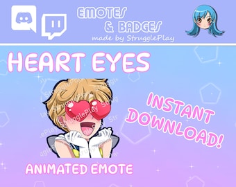 Animated Cute Heart Eyes Short Blonde Hair Twitch Emote | Love Magical Girl GIF Stream Asset | Cosmic Yellow Discord Sticker Chat Badge
