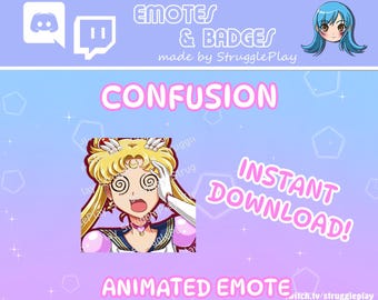 Animated Cute Magical Girl Twitch Emote | Confused Odango Blonde Hair Princess GIF Stream Asset | Cosmic Pink Chibi Discord Chat Stickers