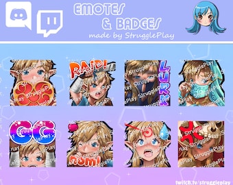 Cute Wild Fantasy Hero Twitch Emotes Pack | Kingdom Adventure Stream Emote Set | Raid Lurk Alert Banner Green Sword Discord Stickers Chat