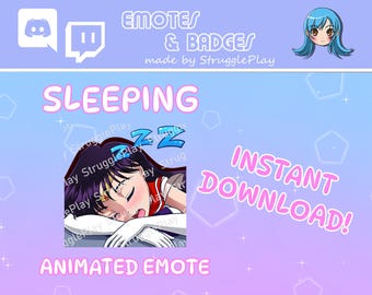 Animated Cute Sleeping Purple Hair Twitch Emote | Tired Magical Girl GIF Stream Asset | Cosmic Red Chibi Discord Sticker Chat Badge